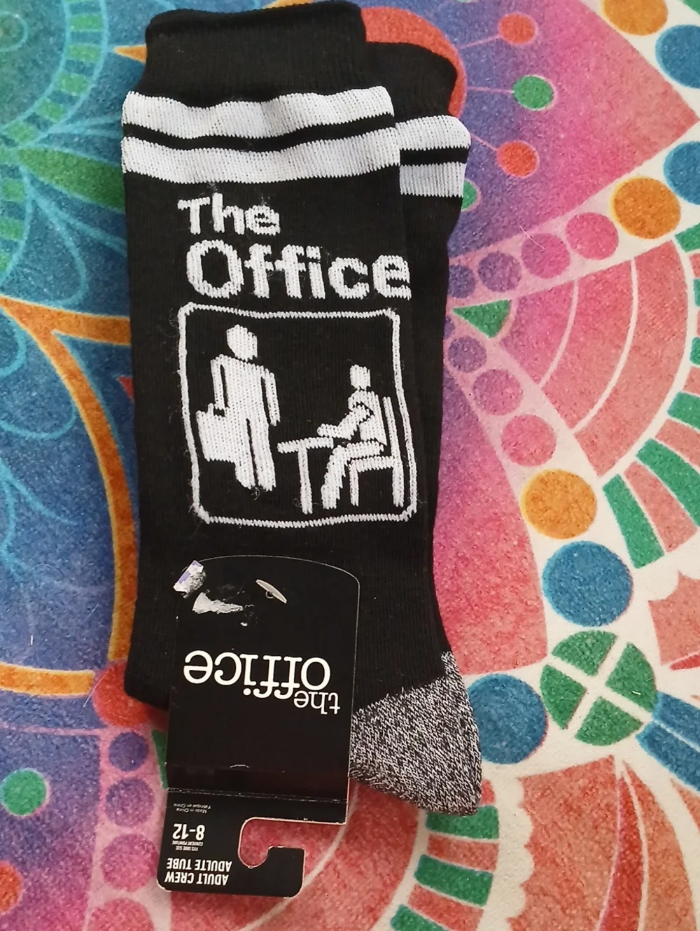 Black Novelty Crew Socks - Branding